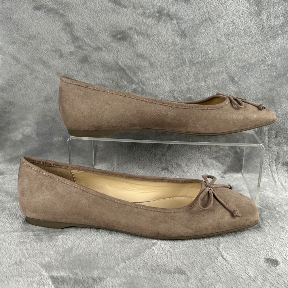 Liz Claiborne Flushing Taupe Brown Square Toe Bow Ballet Flats 8M 024-1656